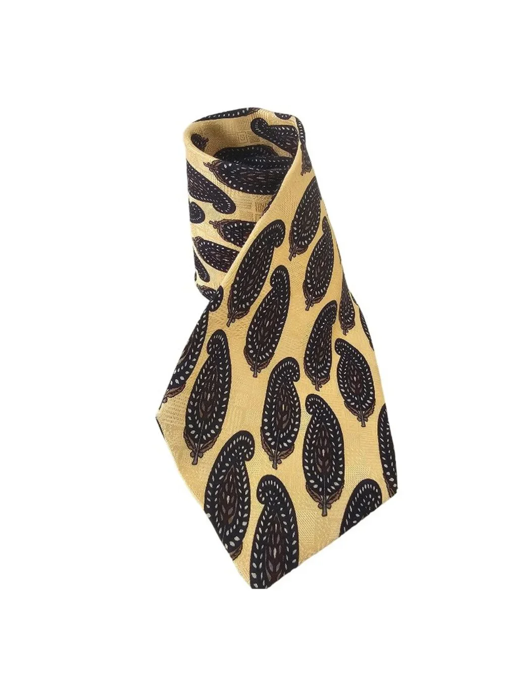 Vintage 90s XMI 325 Series Nordstrom Silk Tie Navy Gold Paisley Handmade USA
